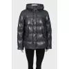 Blue down jacket with hood