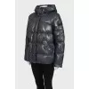 Blue down jacket with hood