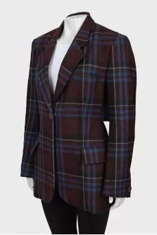 Checkered jacket with a slit at the back
