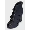 Textile ankle boots with embellished heel