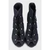 Textile ankle boots with embellished heel