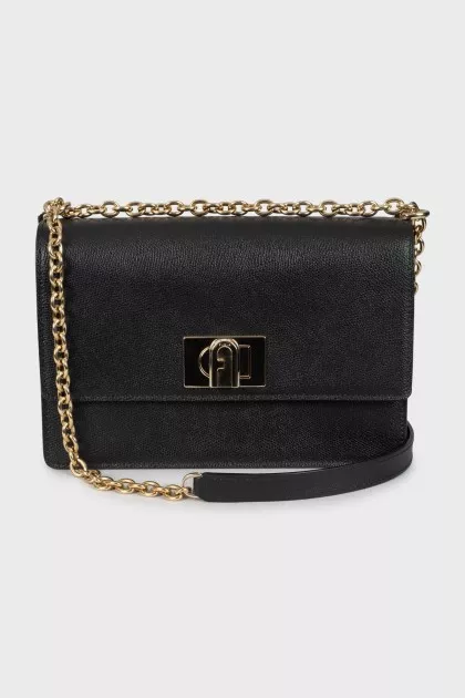 Leather bag with gold-tone fittings