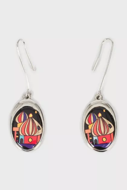 Silver drop earrings with a pattern