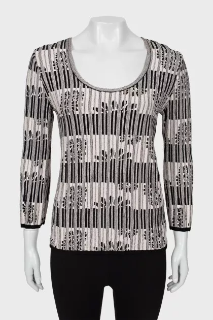 Two-tone ribbed long sleeve