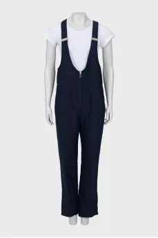 Blue jumpsuit with zipper