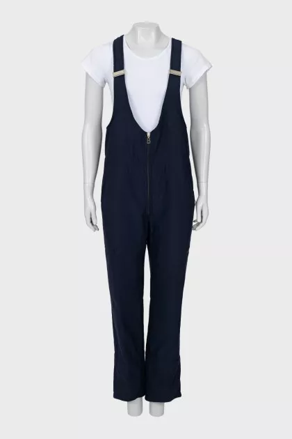 Blue jumpsuit with zipper