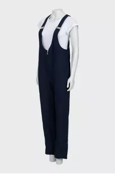 Blue jumpsuit with zipper