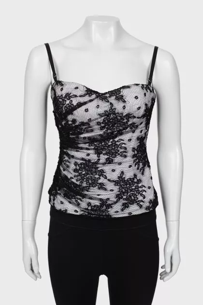 Black and white corset with straps