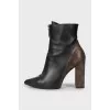 Leather ankle boots with signature print