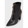 Leather ankle boots with signature print