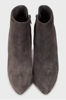 Suede ankle boots with embellished heel