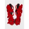 Suede sandals decorated with flowers