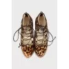 Pile leather ankle boots