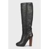 Leather boots with wooden heels