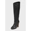 Leather boots with wooden heels