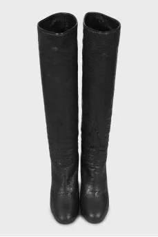 Leather boots with wooden heels