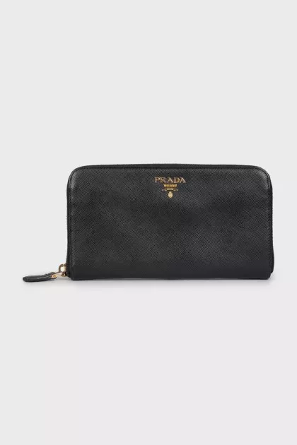 Leather wallet with brand logo