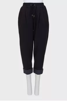 Knitted trousers with elastic