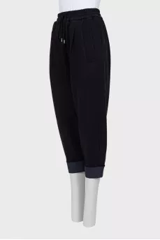 Knitted trousers with elastic