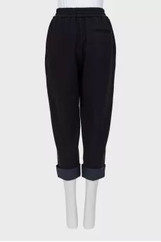 Knitted trousers with elastic