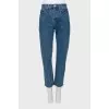 Blue jeans with raw hem
