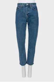 Blue jeans with raw hem