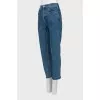 Blue jeans with raw hem