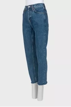 Blue jeans with raw hem