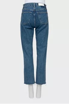 Blue jeans with raw hem
