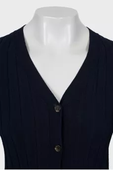 Wool cardigan extended at the back