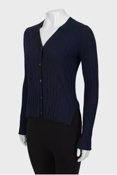 Wool cardigan extended at the back