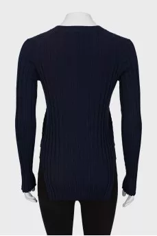Wool cardigan extended at the back
