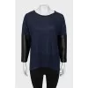 Linen blouse with contrasting sleeves