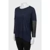 Linen blouse with contrasting sleeves