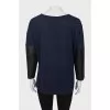 Linen blouse with contrasting sleeves
