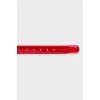 Patent leather belt with signature embossing