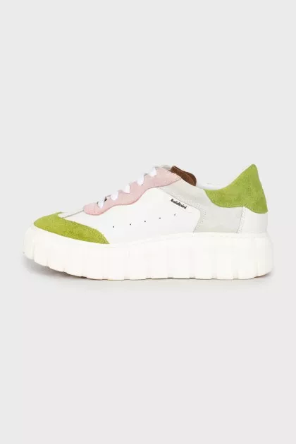 Mixed color leather sneakers