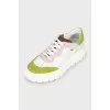 Mixed color leather sneakers