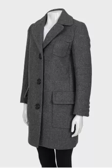 Gray wool coat with pockets