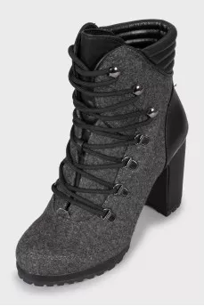 Combination lace-up ankle boots