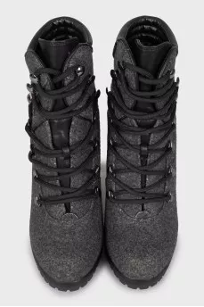 Combination lace-up ankle boots