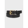 Leather belt with gold buckle