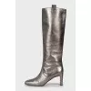 Silver square toe boots