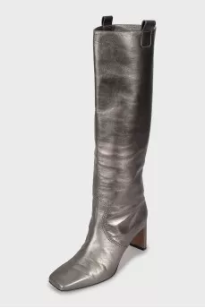 Silver square toe boots