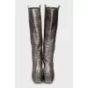 Silver square toe boots