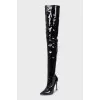 Latex over the knee boots with stiletto heels
