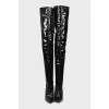 Latex over the knee boots with stiletto heels