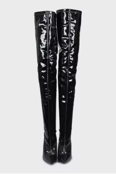 Latex over the knee boots with stiletto heels