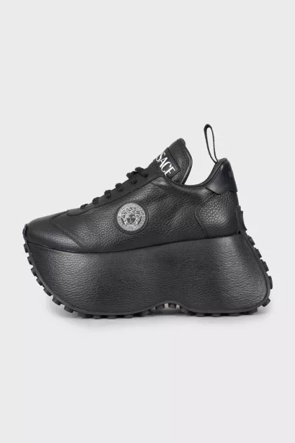 Leather sneakers with chunky soles