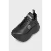 Leather sneakers with chunky soles